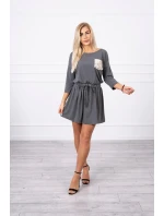 Flitrové šaty s vreckami v grafitovej farbe