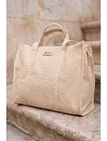 Kožená nákupná taška na zips Big Star RR574073 Beige