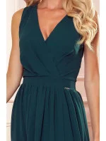 Dlhé dámske šaty vo fľaškovo zelenej farbe 362-2 JUSTINE - Numoco Dlhé dámske šaty vo fľaškovo zelenej farbe 362-2 JUSTINE - Numoco