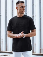 Pánske bavlnené tričko s aplikáciou čierne FashionStreet RX5517
