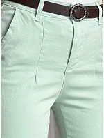Dámske bavlnené nohavice slim fit s opaskom TAIRONIK mint FashionStreet UY2541
