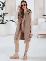 Dámska dlhá prešívaná vesta s kapucňou FashionStreet TY5098 Dámska dlhá prešívaná vesta s kapucňou FashionStreet TY5098