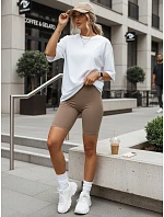 Dámske cyklistické šortky s vysokým pásom béžové FashionStreet SY0574 Dámske cyklistické šortky s vysokým pásom béžové FashionStreet SY0574
