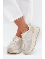 Ocieplane Sneakersy Damskie Na Platformie Big Star SS274008 HI-POLY SYSTEM Jasnobeżowe