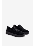 Męskie Sneakersy Na Platformie Zamszowe Big Star OO174012 Czarne