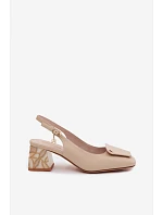 Kožené topánky na podpätku so zdobením Artiker 58C0672 Beige