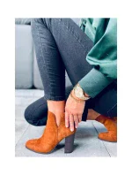 Dámske členkové topánky so stĺpovým podpätkom UK11P Brown Camel - Seastar