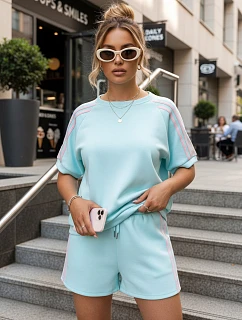 Dámsky viskózový set s motýľom a šortkami modrý FashionStreet AY1185