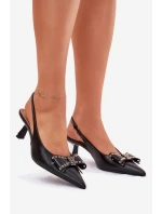 Czółenka Na Szpilce Z Kokardą Czarne Folesca