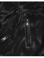 Čierna bunda ramoneska - vesta z eko kože FL202050 čierna - FLAM Mode Čierna bunda ramoneska - vesta z eko kože FL202050 čierna - FLAM Mode