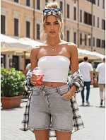 Dámske džínsové šortky šedé FashionStreet SY0495