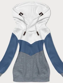 Dámska svetlomodro-sivá hrubá trojfarebná mikina (2303)