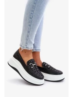 Dámske kožené mokasíny na platforme s čiernym zdobením Vinceza Dámske kožené mokasíny na platforme s čiernym zdobením Vinceza