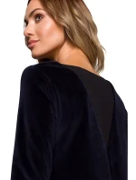 Zamatové šaty voľného strihu M566 tmavo modré - MOE