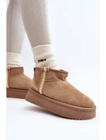 Śniegowce Na Platformie Ze Wzorem Jasnobrązowe Udra