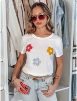 Dámske bavlnené tričko s kvetmi DAISYLA biele FashionStreet RY2742