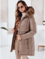 Dámska zimná bunda parka s kapucňou tmavo béžová FashionStreet TY5084 Dámska zimná bunda parka s kapucňou tmavo béžová FashionStreet TY5084