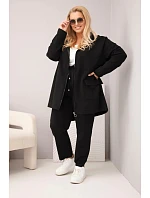 Dámsky bavlnený set s mikinou a nohavicami v čiernej farbe Plus Size Dámsky bavlnený set s mikinou a nohavicami v čiernej farbe Plus Size