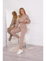 Zateplená súprava s krátkou mikinou tmavo béžová Zateplená súprava s krátkou mikinou tmavo béžová