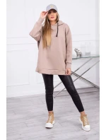 Zateplená mikina so zipsom na boku tmavo béžová