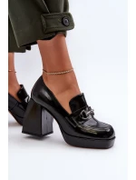 Półbuty Lakierowane Damskie Na Słupku Czarne D&A MR38-906
