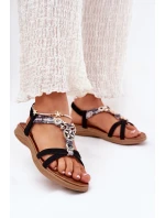 Płaskie Sandały Damskie Z Ozdobami Artiker 54C1334 Czarne