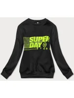 Čierna dámska tepláková mikina s potlačou (26005)