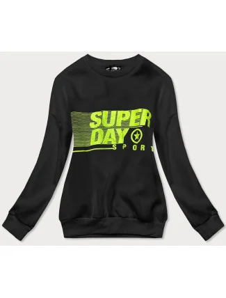 Čierna dámska tepláková mikina s potlačou (26005)