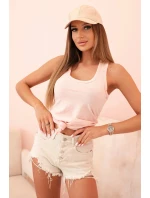 Dámsky bavlnený top na ramienka s okrúhlym výstrihom Powder Pink Melier