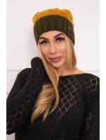 Fleecová čiapka Paris K212 horčicová + khaki Fleecová čiapka Paris K212 horčicová + khaki