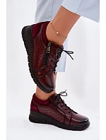 Kožené dámské polobotky na platformě Vinceza 39977 bordó