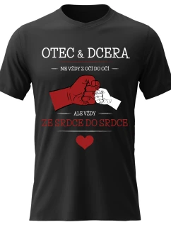 Pánske bavlnené tričko s potlačou - OTEC & DCERA - čierna