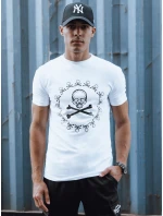 Pánske bavlnené tričko s potlačou biele FashionStreet RX5581 Pánske bavlnené tričko s potlačou biele FashionStreet RX5581