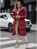 Dámsky dlhý prešívaný kabát FAVI bordová FashionStreet TY4961