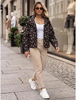 Dámska prechodová bunda s bodkami a kapucňou, hnedá, FashionStreet TY6036 Dámska prechodová bunda s bodkami a kapucňou, hnedá, FashionStreet TY6036