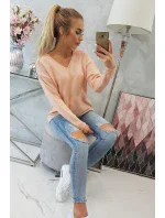 Sveter s výstrihom do V, púdrovo ružový Sveter s výstrihom do V, púdrovo ružový