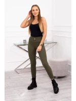 Pruhované legíny s vysokým pásom v khaki farbe Pruhované legíny s vysokým pásom v khaki farbe