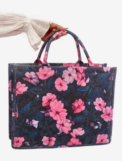 Duża Torebka W Kwiaty Czarno-Różowa Mooch