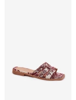 Zdobione Klapki Na Płaskim Obcasie Bordowe Anniles