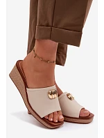 Dámské sandály na platformě s imitací pleteniny Sergio Leone KL325 Béžové