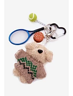 Přívěsek Klíčenka Na Kabelku Medvídek V Svetru Raketa S Míčem Hamburger Modrý
