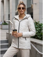Dámska prešívaná prechodná bunda s kapucňou svetlo sivá FashionStreet TY5610