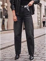 Dámske džínsy s vysokým pasom a balónovým strihom, čierne, FashionStreet UY3131 Dámske džínsy s vysokým pasom a balónovým strihom, čierne, FashionStreet UY3131