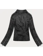 Čierna bunda ramoneska s golierom (11Z8098)