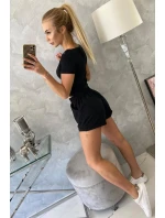 Bavlnená súprava so šortkami čierna