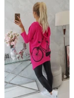 Mikina s potlačou kolesa fuchsiová