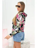 Velúrová mikina s kapucňou čierny