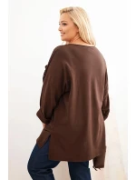 Dámska bavlnená blúzka s potlačou plus size hnedá