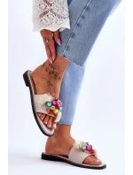 Klapki Z Ozdobnymi Koralikami S.Barski KV-2775-47 Nude