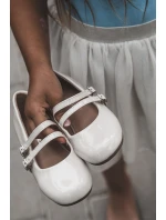 Lakierowane Balerinki Dziecięce Z Paseczkami Beżowe Margenis